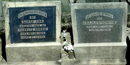 Gravestones of Sarah Ann Goodyer and Charles Downie Murchison NZ